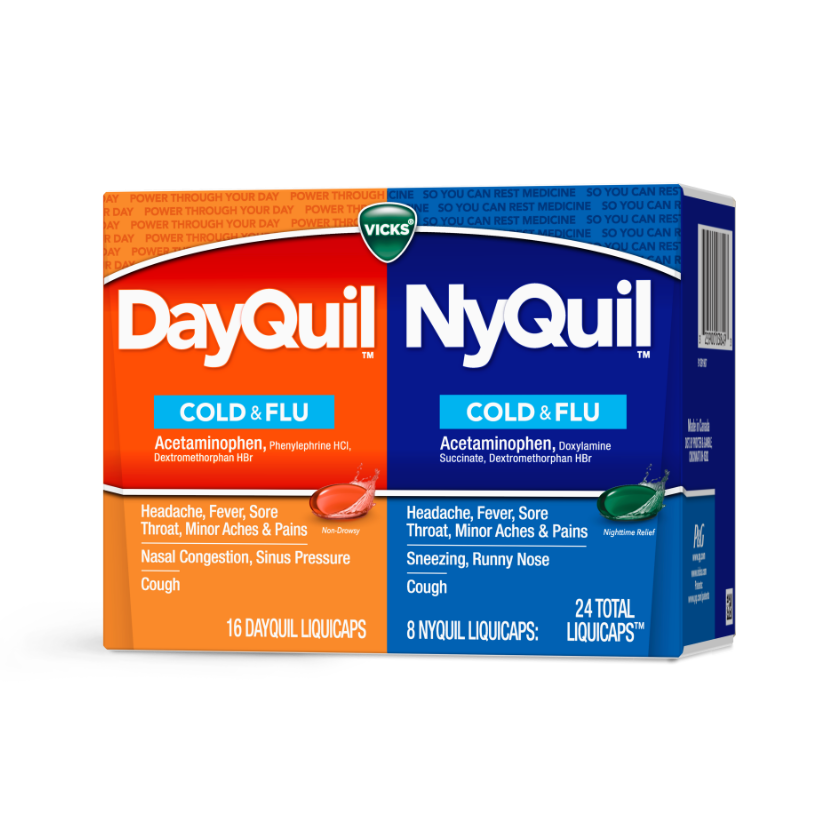 Vicks DayQuil and NyQuil Combo Pack, Cold & Flu Medicine, 72 Count, 48